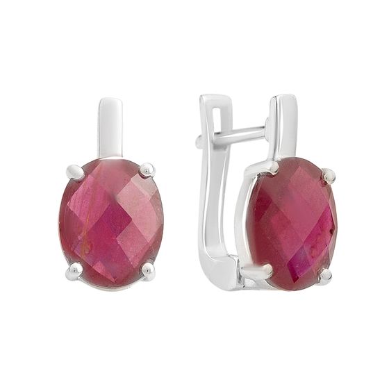 Серебряные серьги с рубином 6.488ct