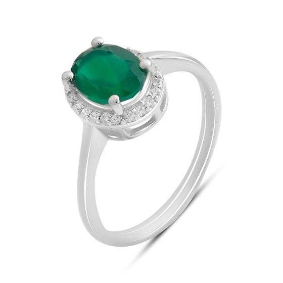 Серебряное кольцо с агатом 1.373ct, фианитами