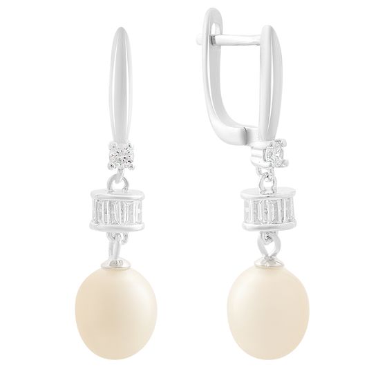 Серебряные серьги с жемчугом 8ct