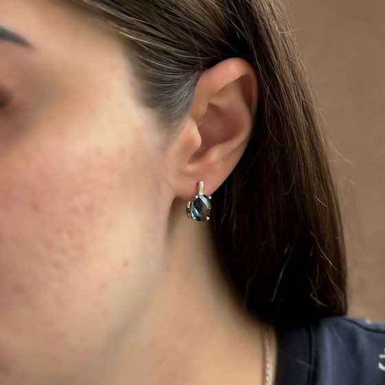 Серебряные серьги с топазом Лондон Блю 4.28ct