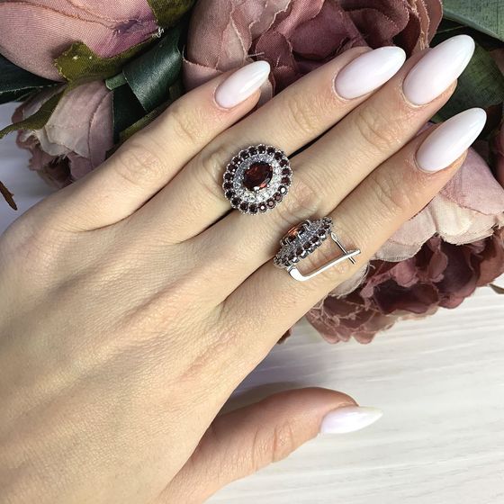 Серебряные серьги с гранатом 5.68ct