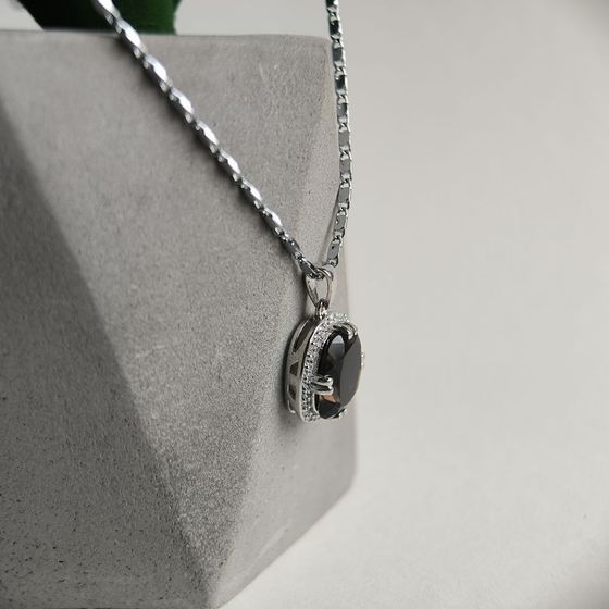 Серебряная подвеска с раухтопазом (дымчатым кварцем) 5.095ct, фианитами