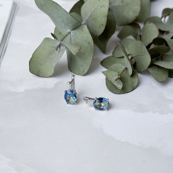 Серебряные серьги с мистик топазом 3.817ct