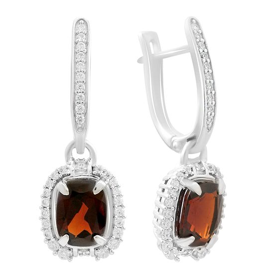 Серебряные серьги с гранатом 4.007ct