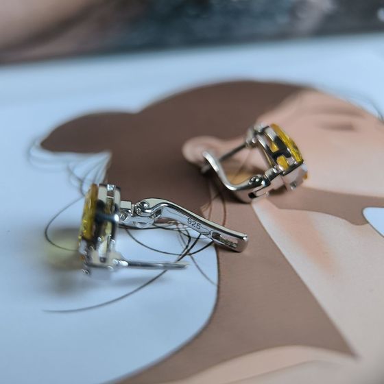 Серебряные серьги с цитрином nano