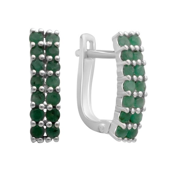 Серебряные серьги с изумрудом 1.253ct