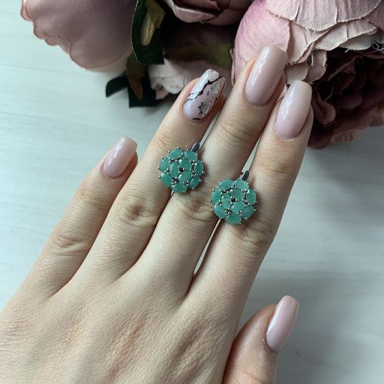 Серебряные серьги с изумрудом 2.313ct