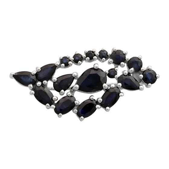 Серебряная брошка с сапфиром 3.9ct