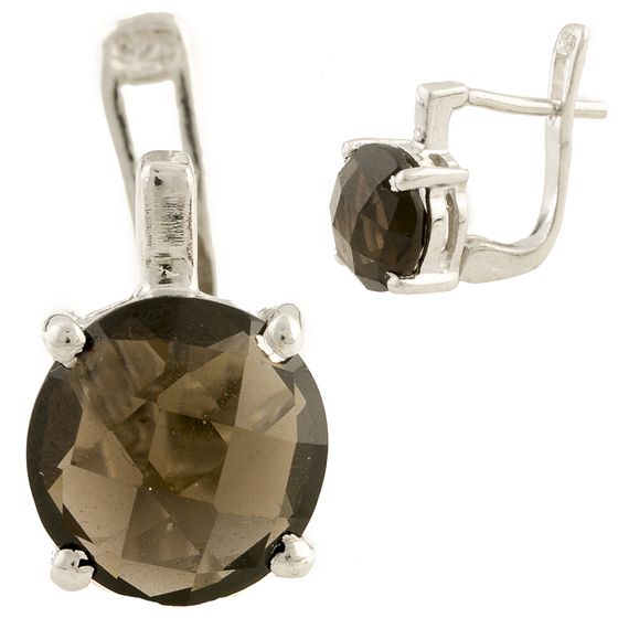 Серебряные серьги с раухтопазом (дымчатым кварцем) 5.217ct