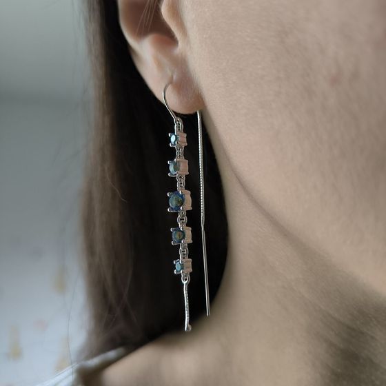 Серебряные серьги с мистик топазом 2.28ct