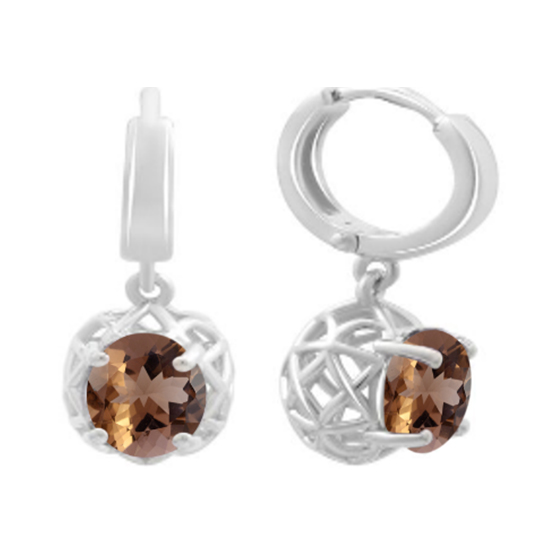 Серебряные серьги с раухтопазом (дымчатым кварцем) 2.19ct