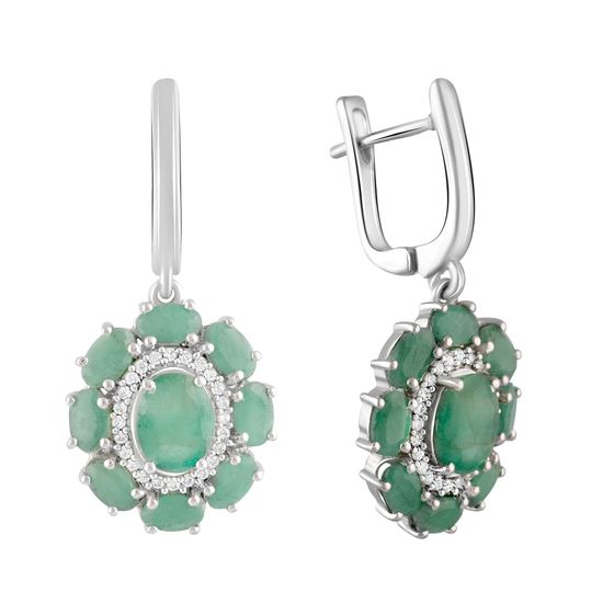 Серебряные серьги с изумрудом 6.32ct