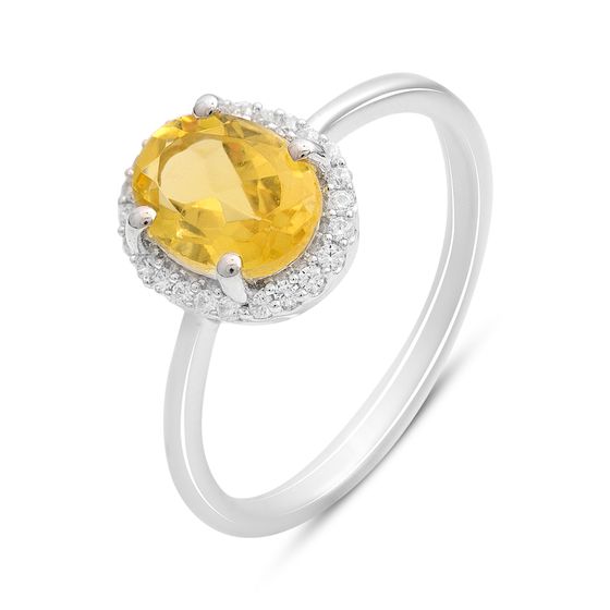 Серебряное кольцо с цитрином nano 1.344ct, фианитами