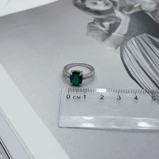 Серебряное кольцо с агатом 2.727ct, фианитами