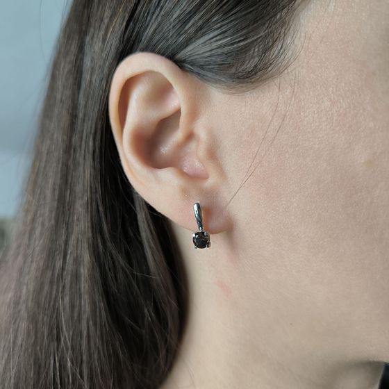 Серебряные серьги с раухтопазом (дымчатым кварцем) 0.942ct