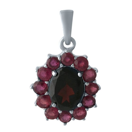 Серебряная подвеска с рубином 5.6ct, гранатом
