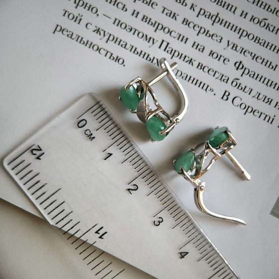 Серебряные серьги с изумрудом 4.058ct