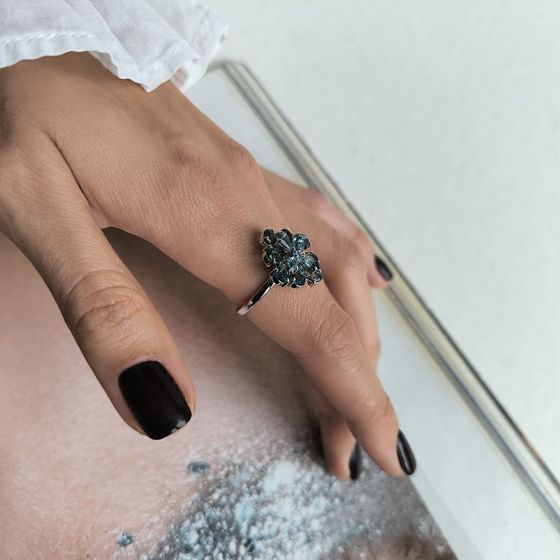 Серебряное кольцо с топазом Лондон Блю, топазом