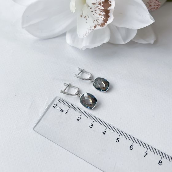 Серебряные серьги с мистик топазом 7.363ct