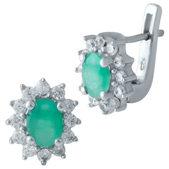 Серебряные серьги с изумрудом 2.506ct