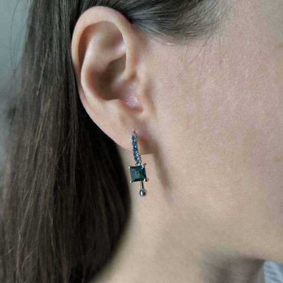 Серебряные серьги с топазом Лондон Блю 2.305ct, топазом