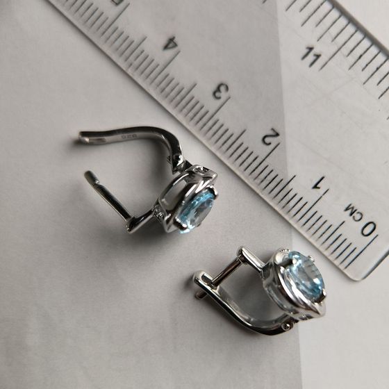 Серебряные серьги с топазом 3.197ct