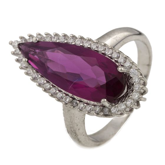 Серебряное кольцо с рубином, марказитами