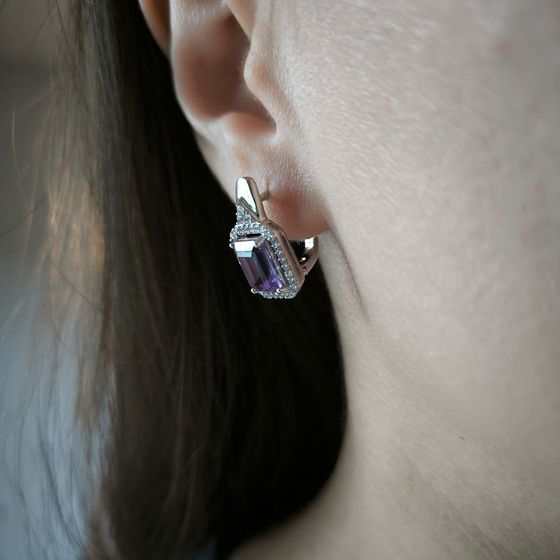 Серебряные серьги с аметистом