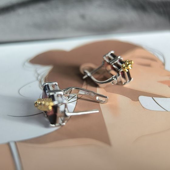 Серебряные серьги с гранатом 8.27ct