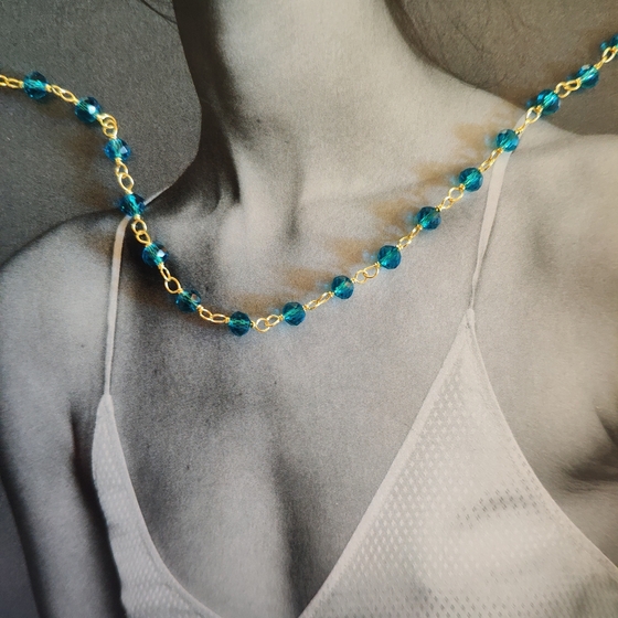 Серебряное колье с топазом Лондон Блю 8.71ct