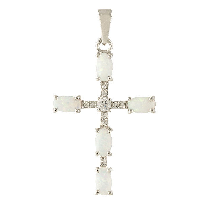 Серебряный крестик с опалом Серебряный крестик с опалом