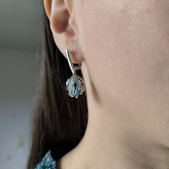 Серебряные серьги с топазом 11.96ct