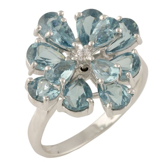 Серебряное кольцо с топазом Лондон Блю 3.048ct Серебряное кольцо с топазом Лондон Блю 3.048ct