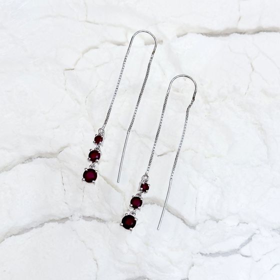 Серебряные серьги с рубином 2.503ct