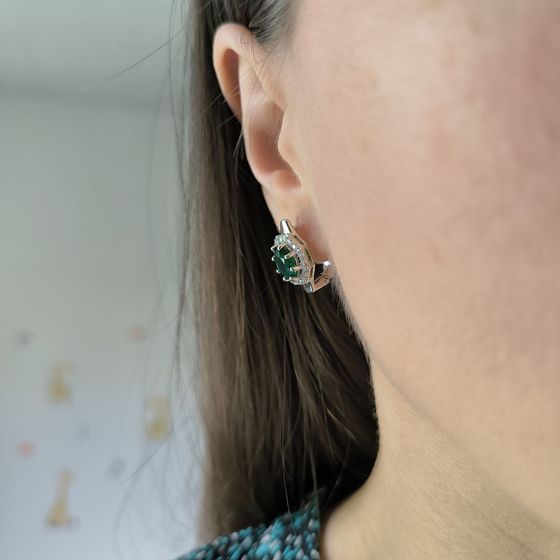 Серебряные серьги с изумрудом nano 2.802ct