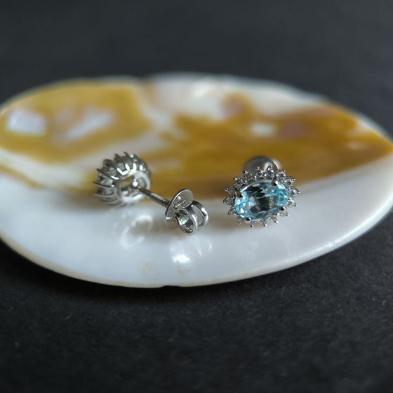 Серебряные серьги с топазом 2.302ct