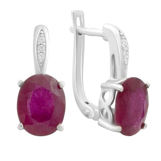 Серебряные серьги с рубином 8.153ct