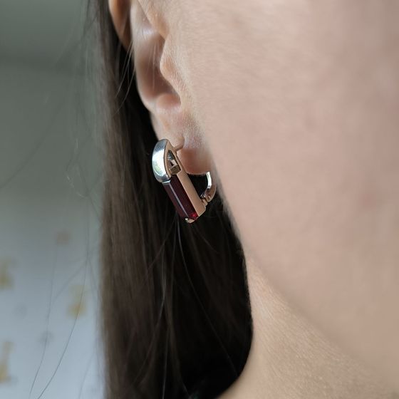 Серебряные серьги с гранатом nano 4.351ct