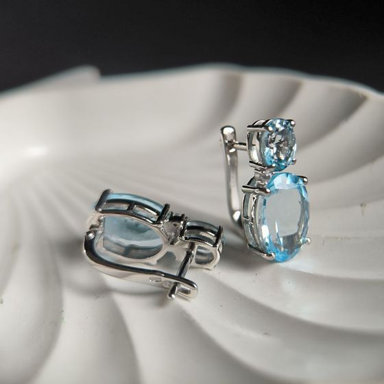 Серебряные серьги с топазом 16.811ct