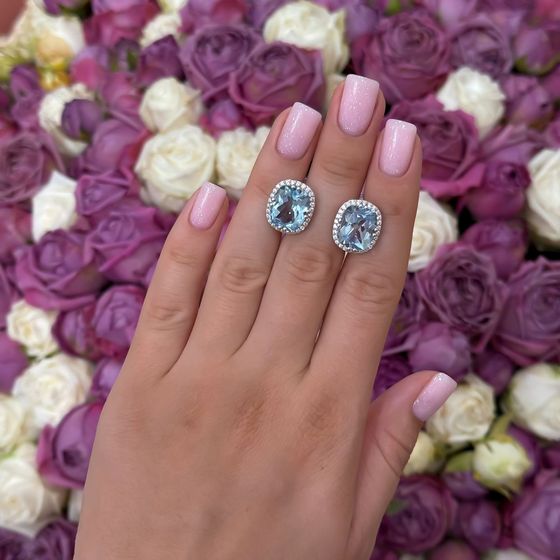 Серебряные серьги с топазом 12.432ct, фианитами