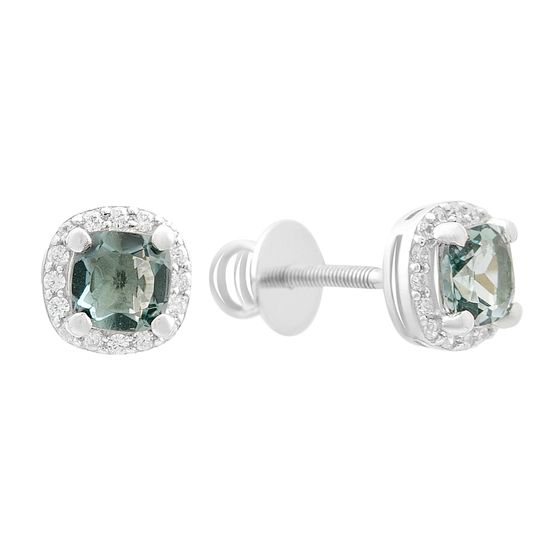 Серебряные серьги с топазом Лондон Блю 1.377ct, фианитами