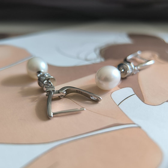 Серебряные серьги с жемчугом 8ct
