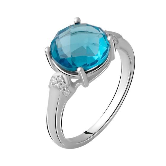 Серебряное кольцо с топазом Лондон Блю 3.027ct