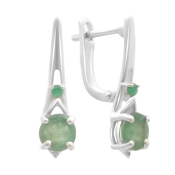 Серебряные серьги с изумрудом 1.632ct
