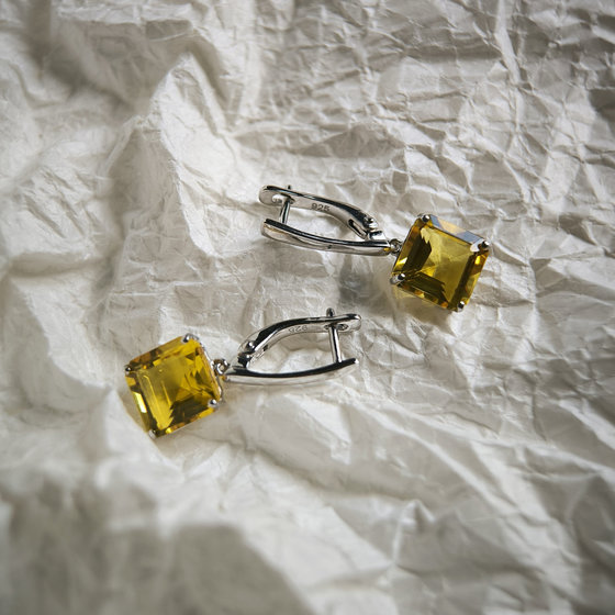 Серебряные серьги с цитрином nano 9.035ct