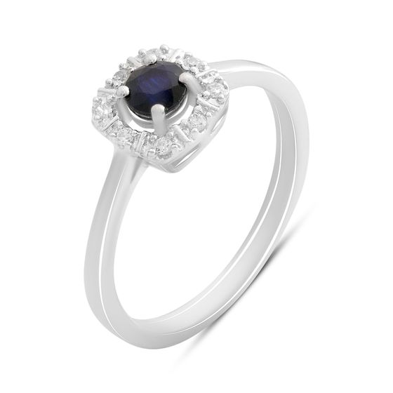 Серебряное кольцо с сапфиром 0.495ct, фианитами