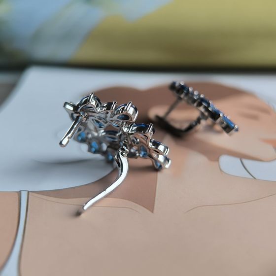 Серебряные серьги с сапфиром nano 4.325ct