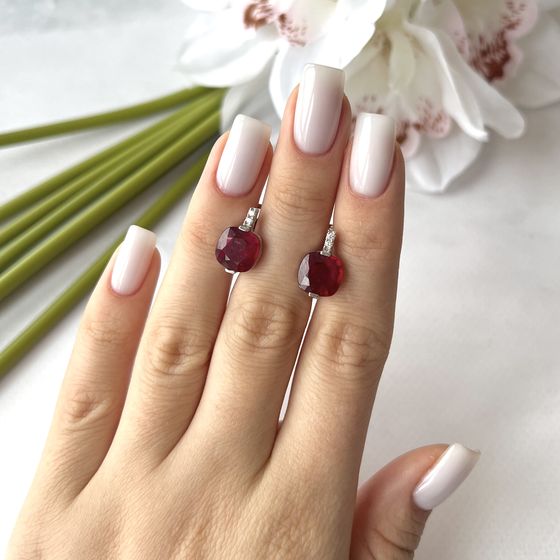 Серебряные серьги с рубином 8.37ct