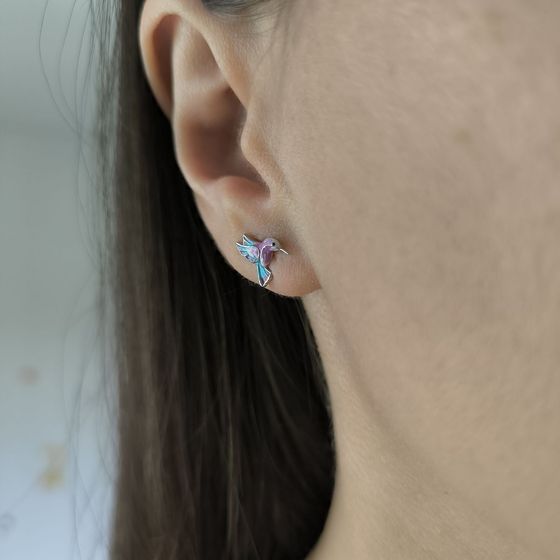 Серебряные серьги с емаллю