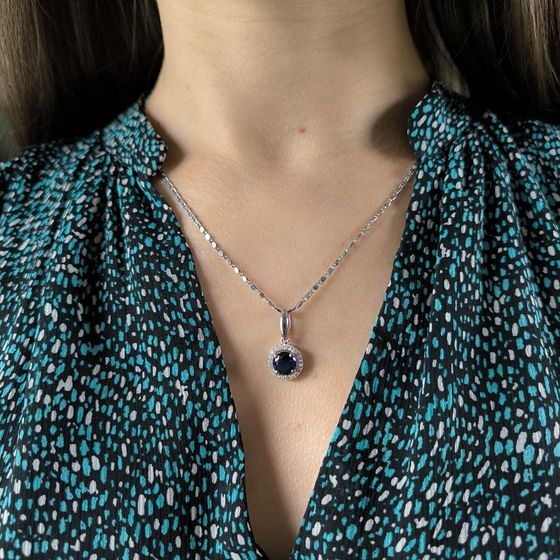 Серебряная подвеска с сапфиром nano 1.862ct
